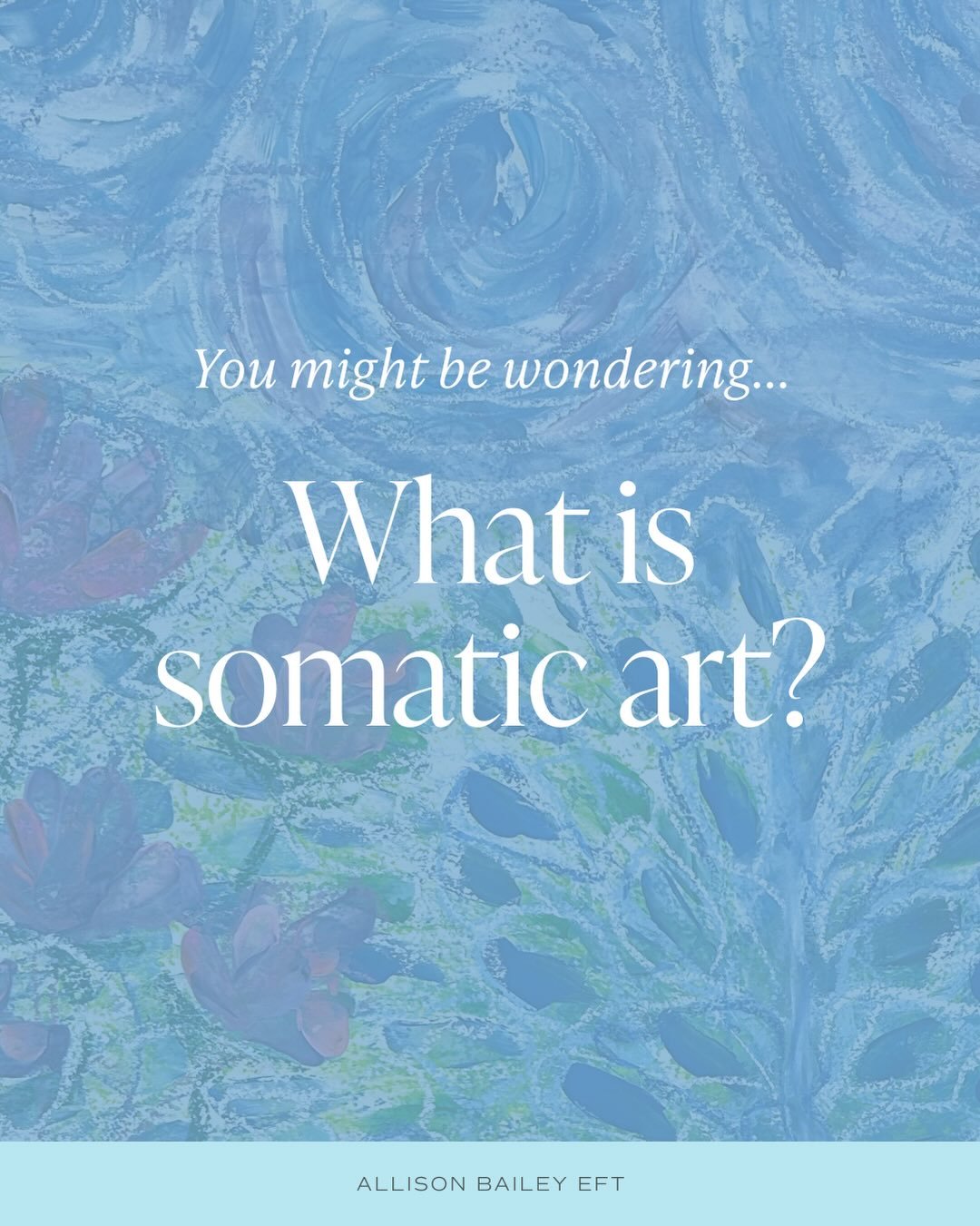 Somatic art is the practice of creating from the body rather than the mind.

Instead of focusing on the final product, technique, or whether something looks &ldquo;good,&rdquo; somatic art invites you to pay attention to your internal experience as y
