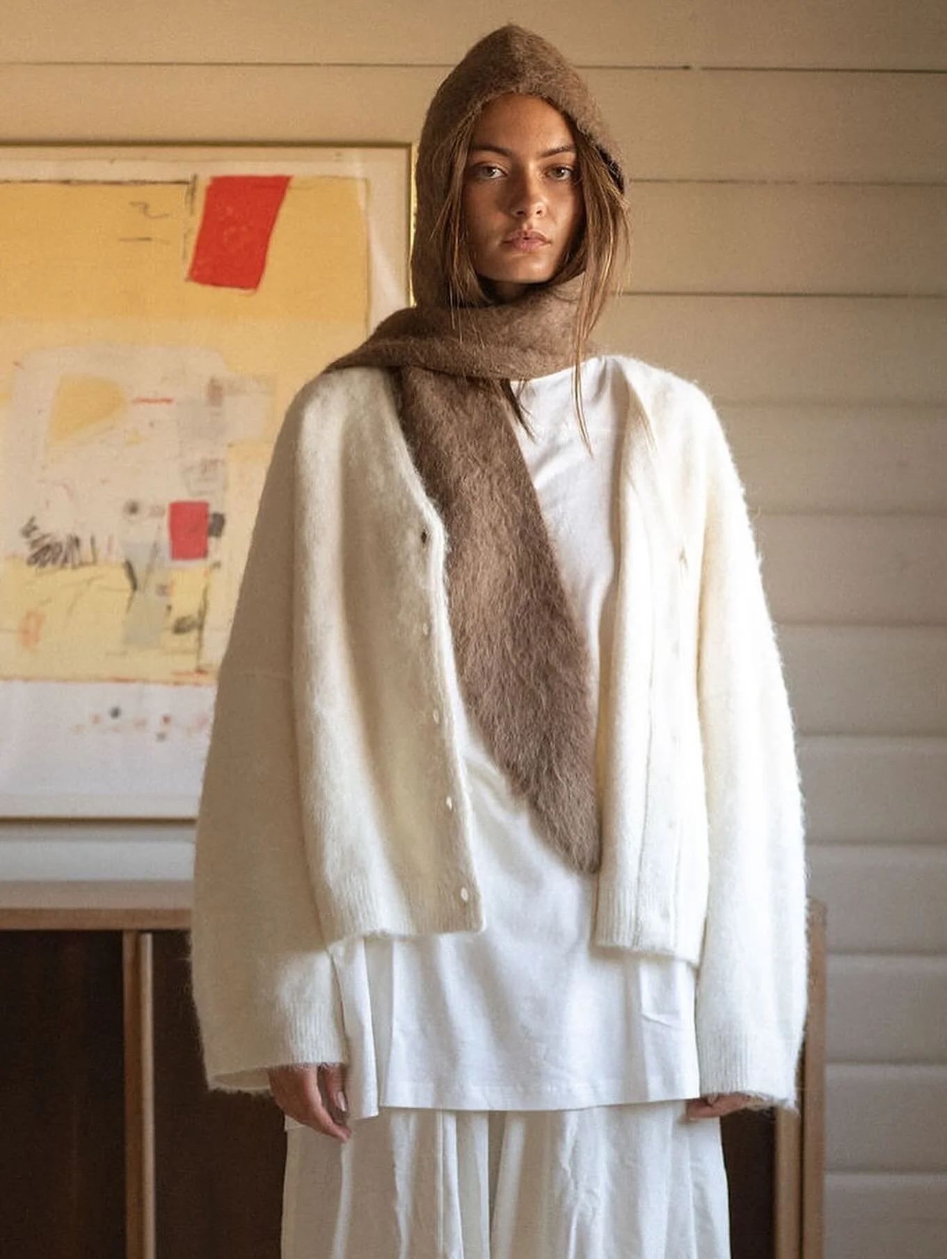 New @bohemegoods v neck cardigan &amp; hooded scarf captured beautifully by the talented @evagracephoto 🤎