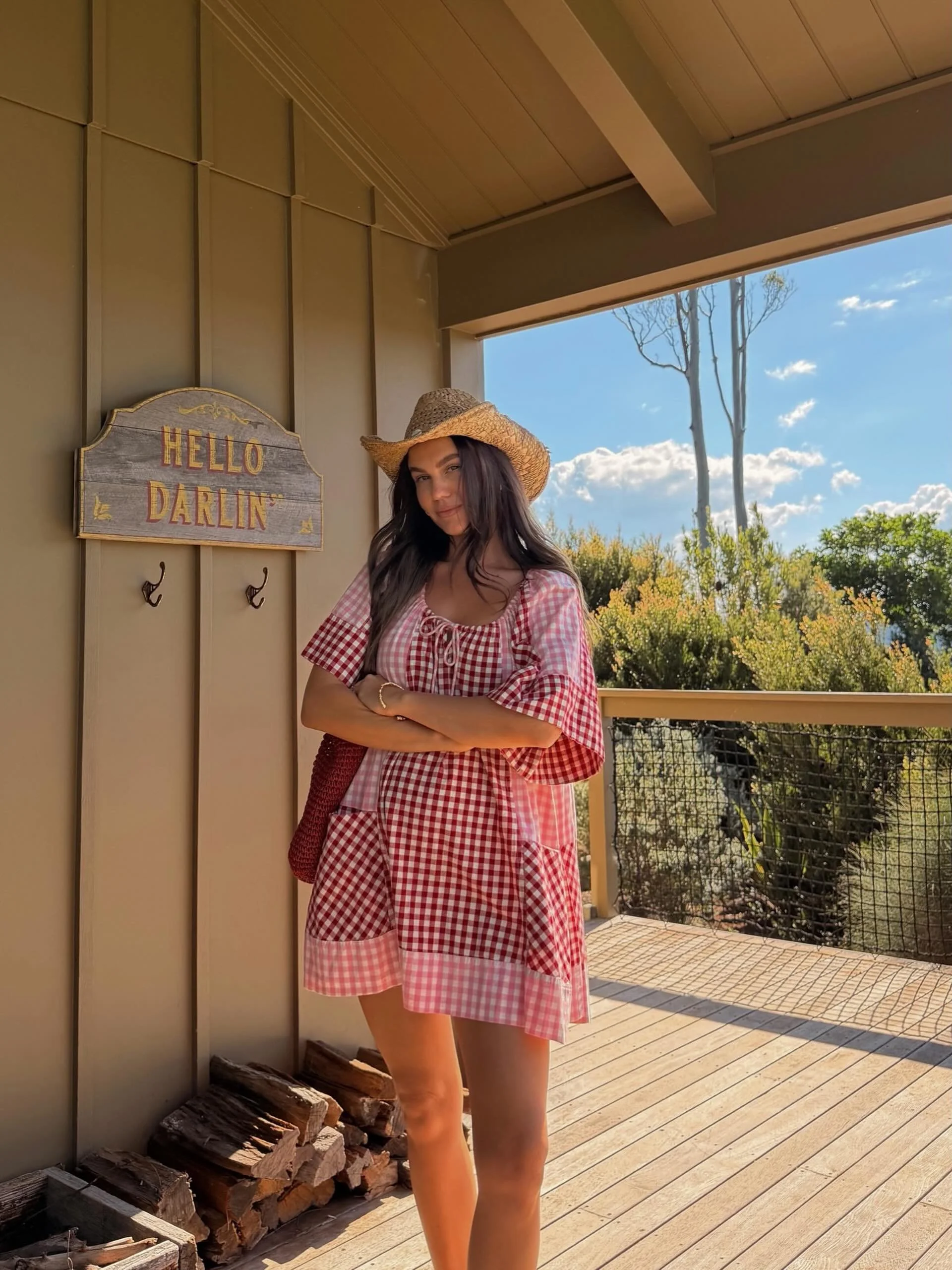 New @ciao.ciao.vacation bloom check dress 🍓

Made for slow mornings, market runs, long lunches &amp; pretending you live in the countryside somewhere cute

Styled by the beautiful @brookenashhh 🤍
