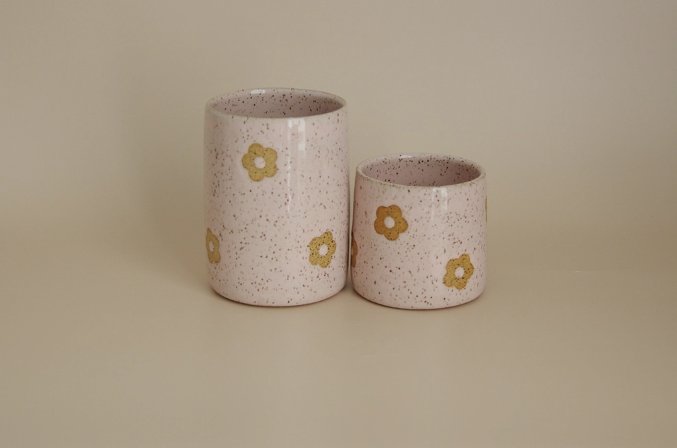 Handmade Ceramic Daisy Cup - Blush
