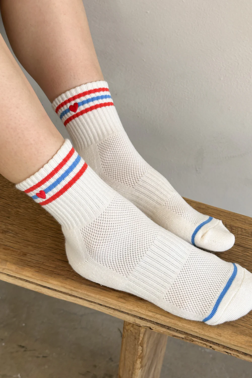 Le Bon Shoppe | Embroidered Girlfriend Socks - Leche + Heart