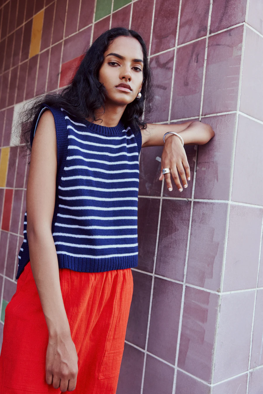 Eve Gravel | Poppy Top - Navy/Lilac