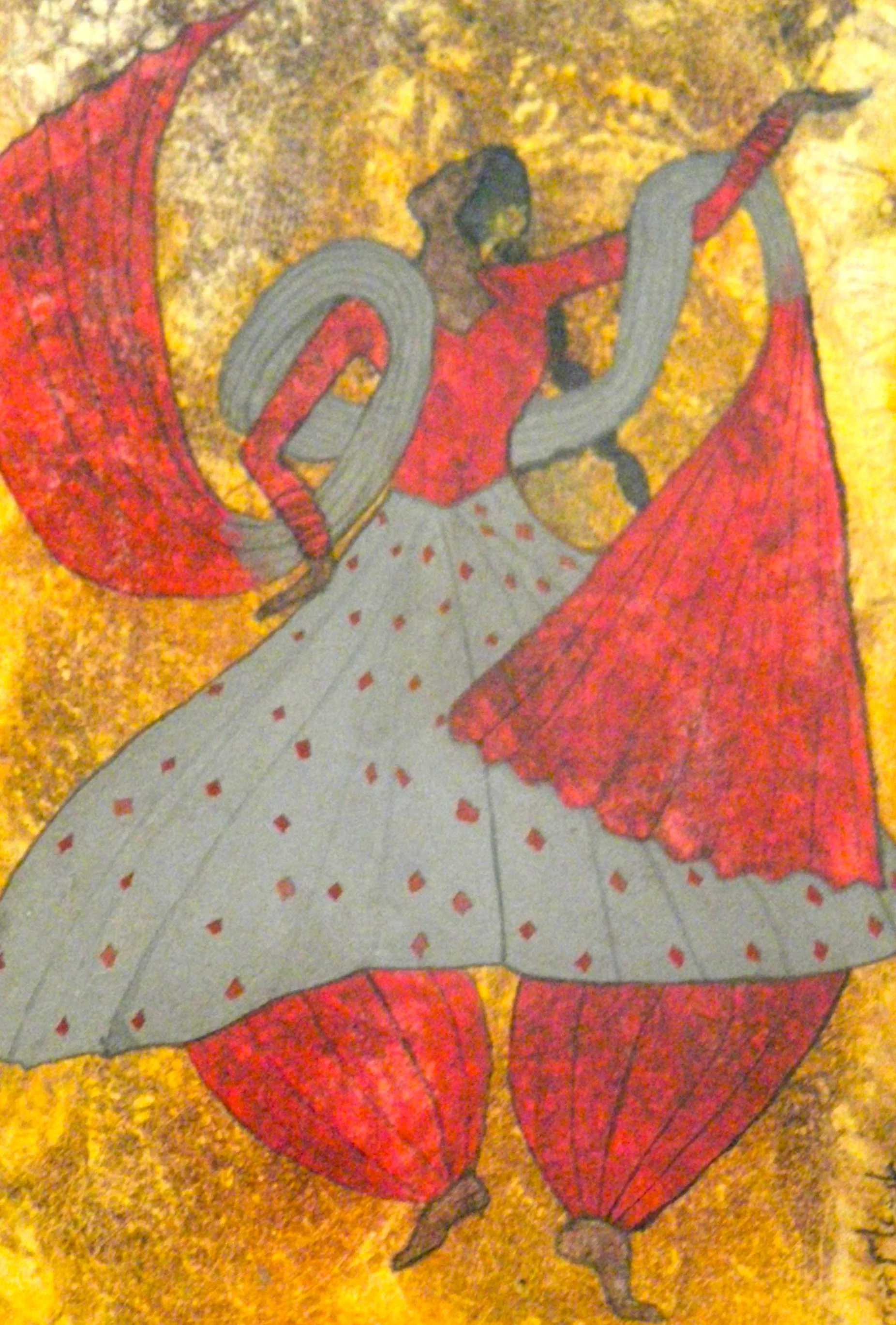 Waiting III, gouache on wasli