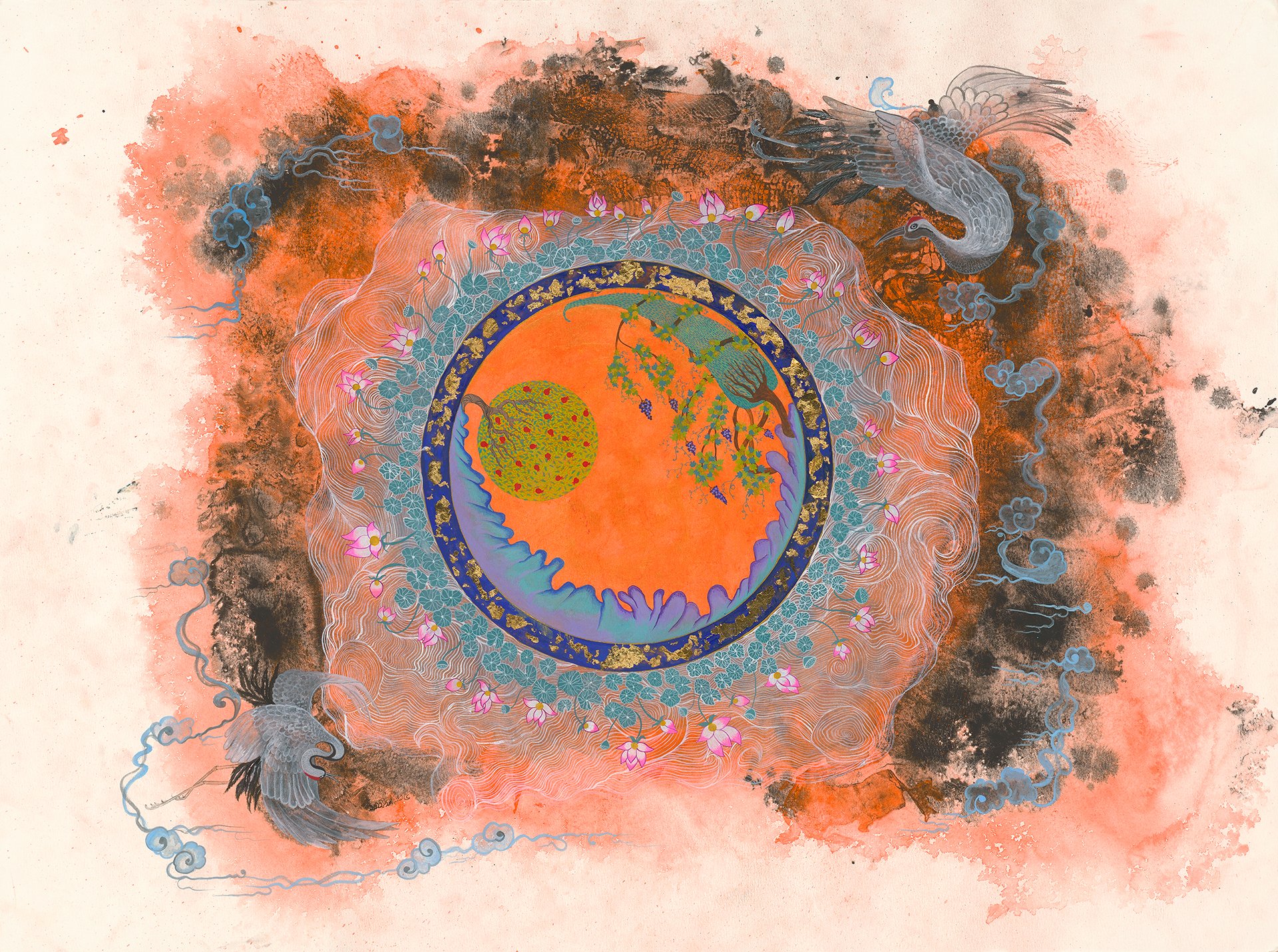 The Gilded Gardens of Fidelity: Bagh-i-Wafa series III, watercolor and gold leaf on paper