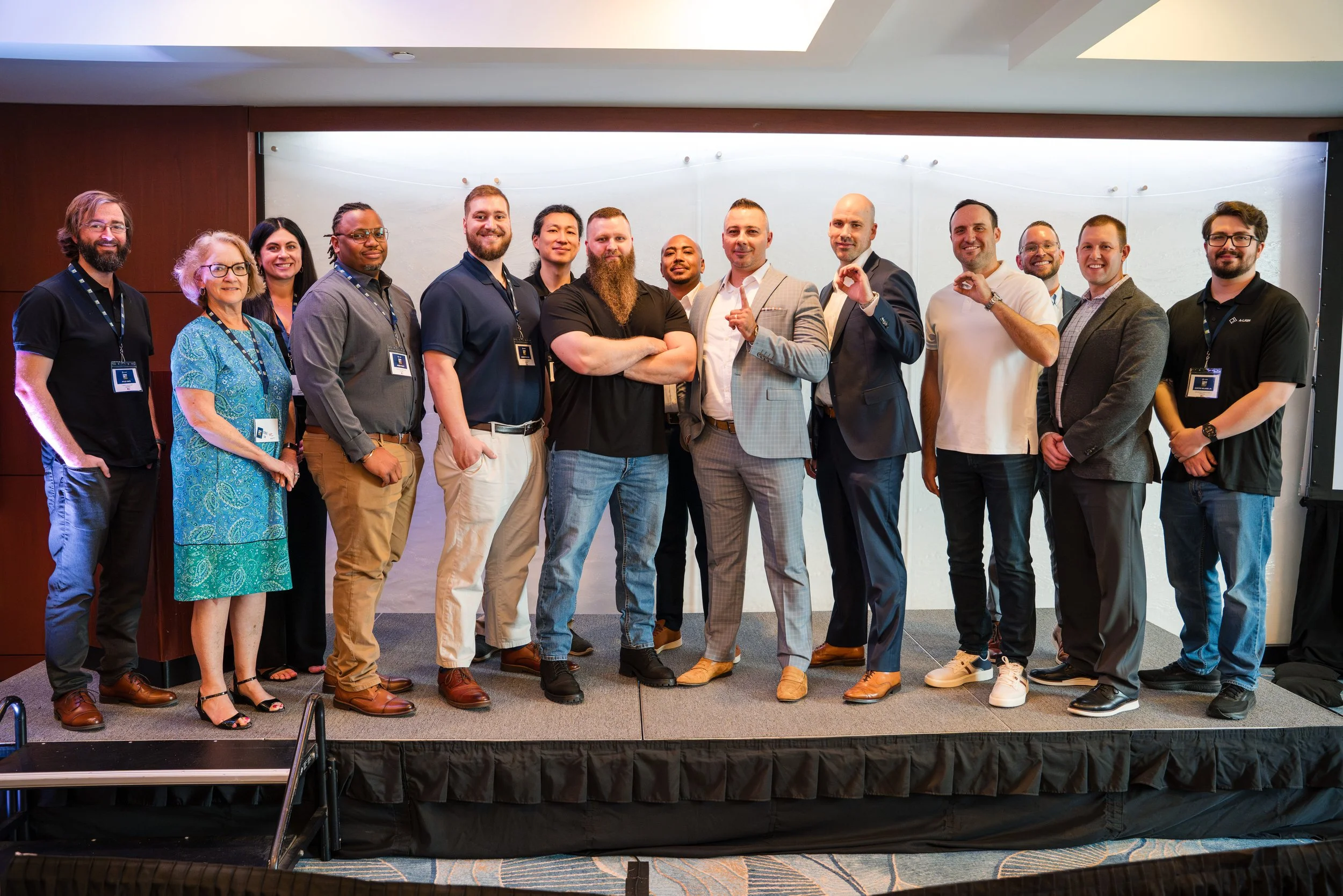 Corporate team group photo taken during business conference