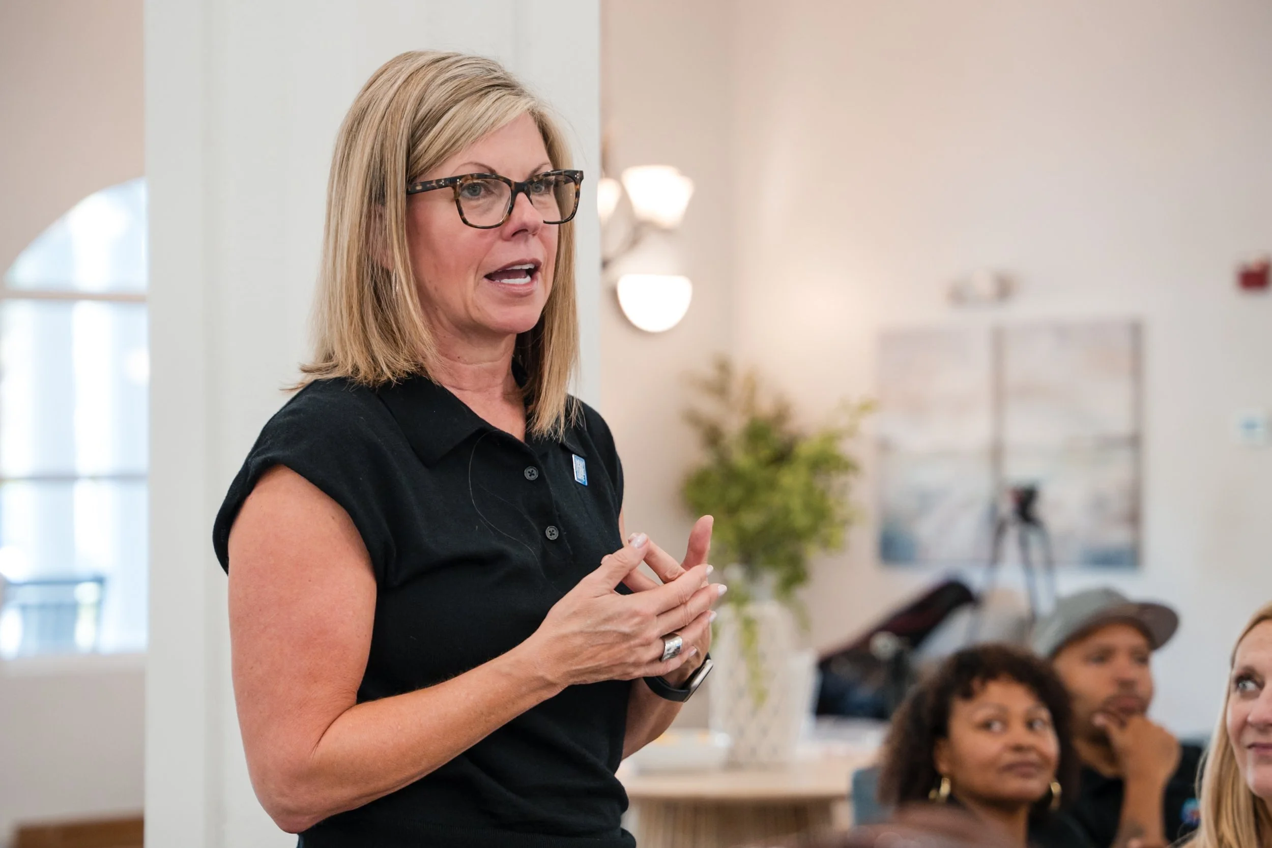 Workshop instructor presenting during corporate training