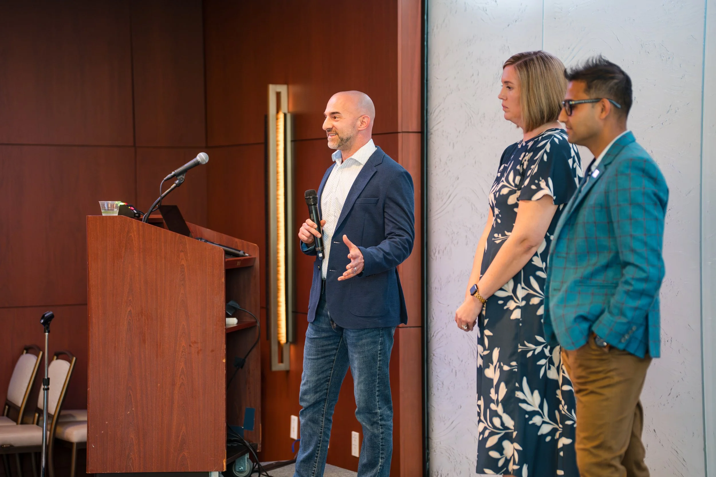 Corporate panel presentation on conference stage