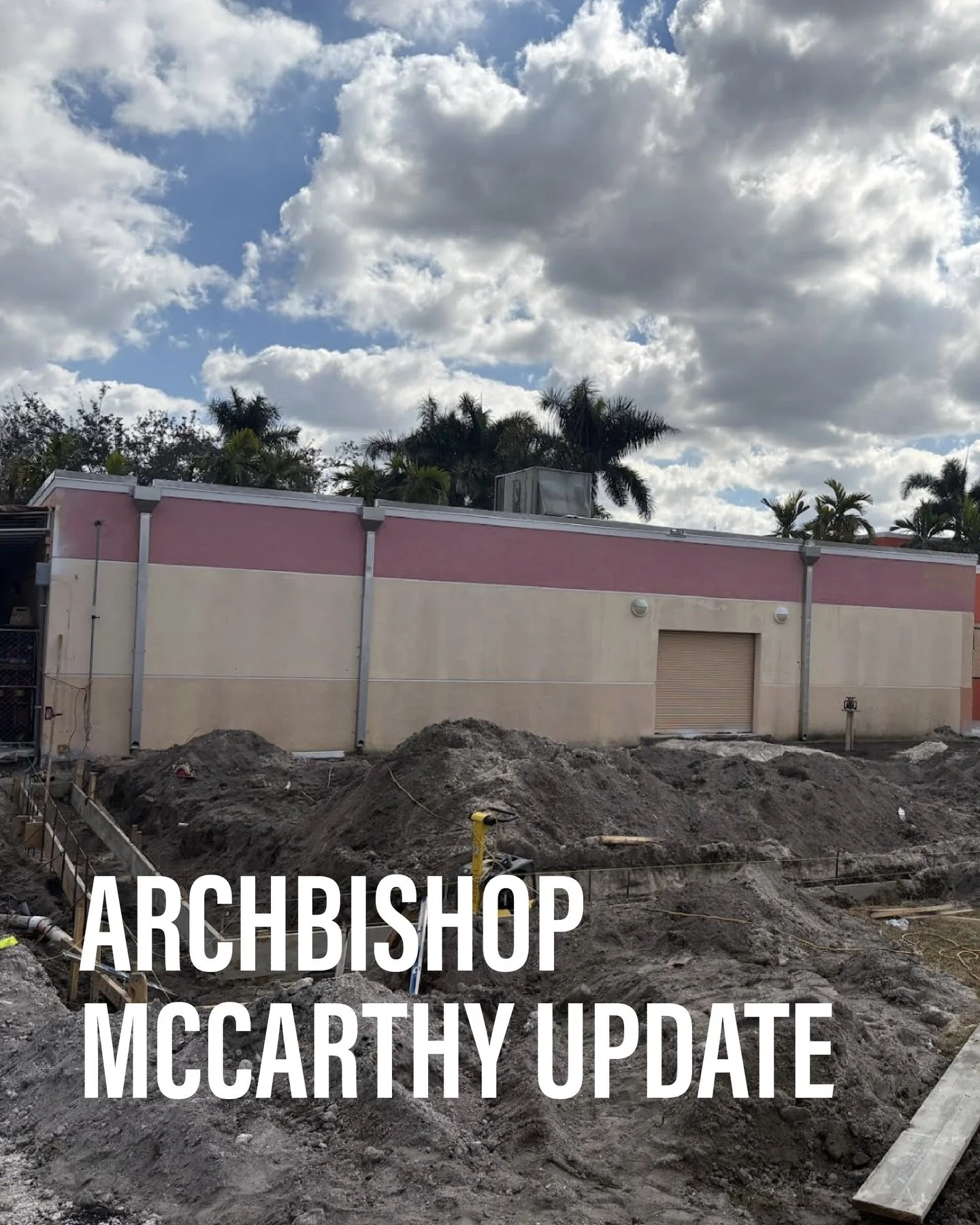 The walls are finally starting to come up at the Archbishop McCarthy Athletics Building!

Our general contractor prepared the site for the underground foundation - before we know it, those walls will be all the way up and we&rsquo;ll start to see th