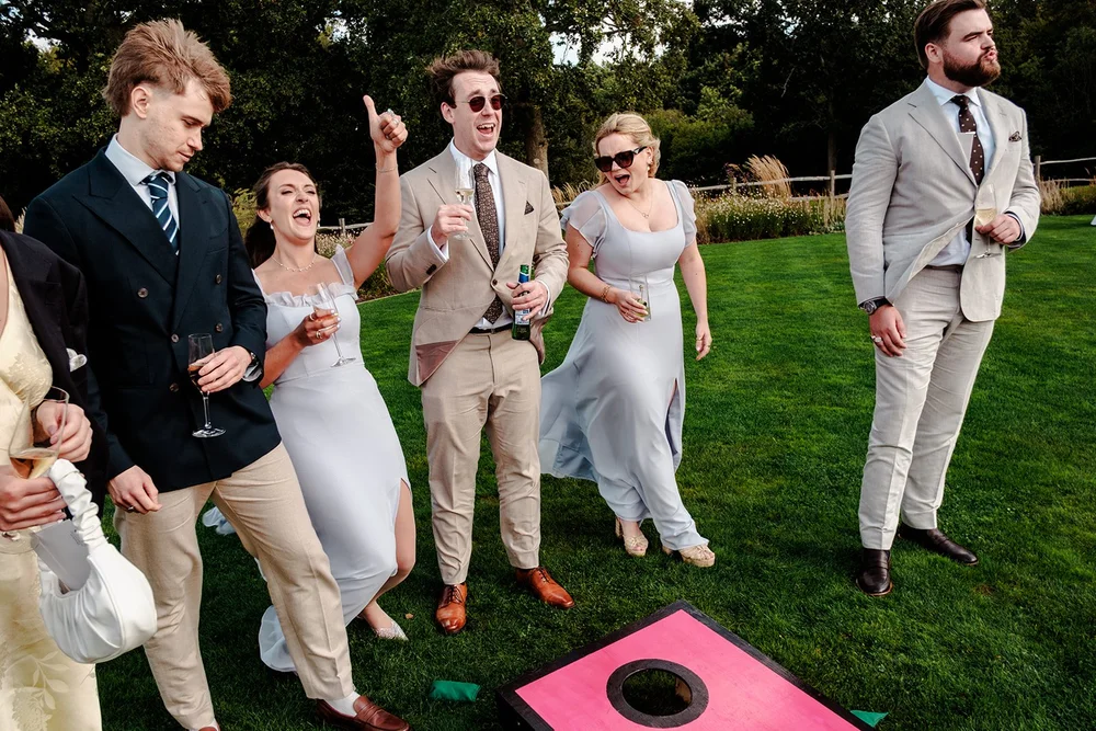 Lawn games in the gardens at Limekiln during the drinks reception