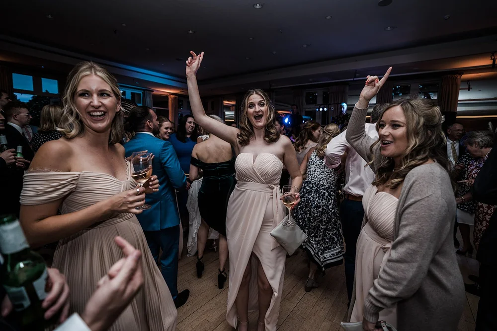 Guests dancing at the end of the night at The Hurlingham Club in Fulham