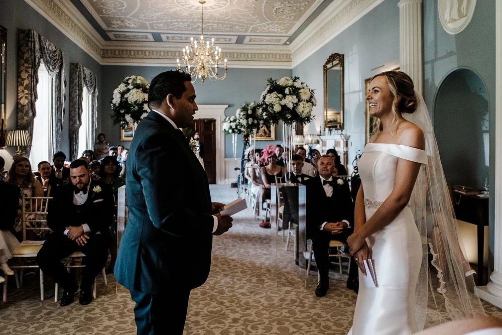 Bernie and Naesan walking back down the aisle after their humanist ceremony