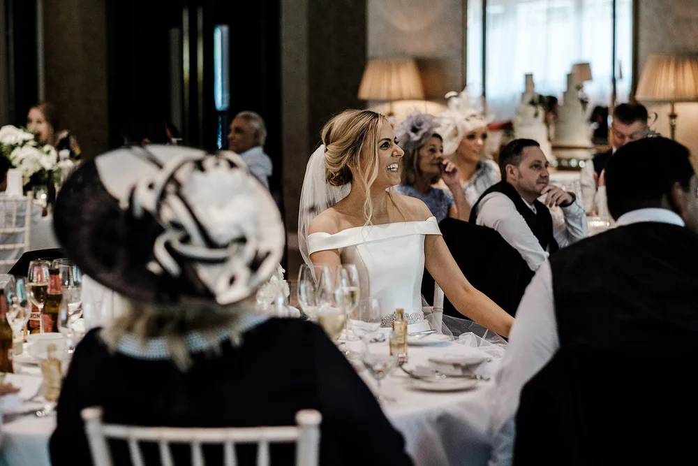 Guests watching the speeches from the round tables at Grantley Hall