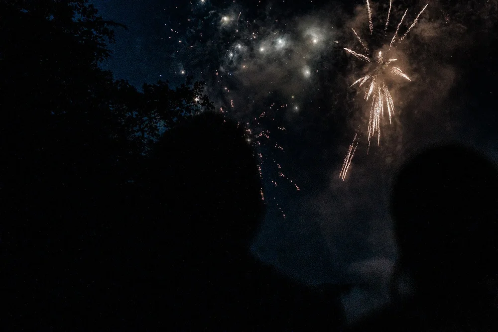 Fireworks over the grounds at Grantley Hall at the end of the evening