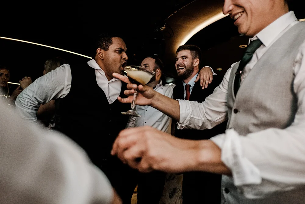 A guest being served a drink at the end of the night at Grantley Hall