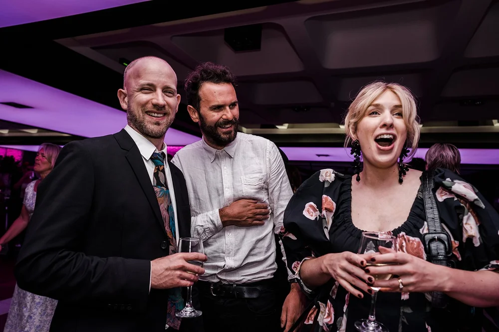 Guests celebrating together at the end of the night