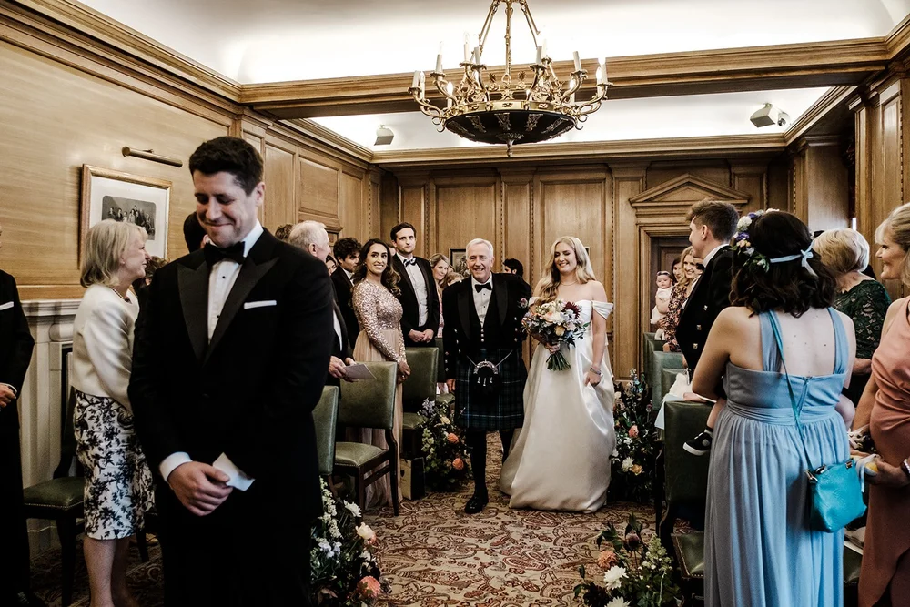 Jen and Rich&rsquo;s wedding ceremony in the RWB Room at The Ned Hotel - 1