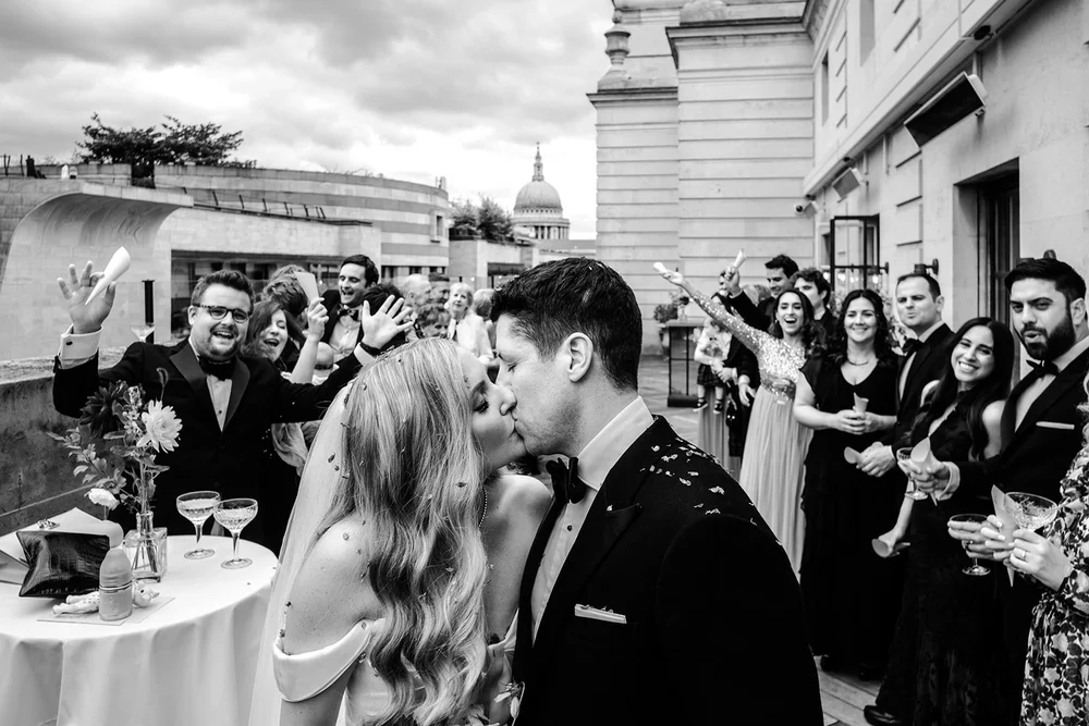 Jen and Rich on the roof terrace at The Ned looking towards St Paul&rsquo;s Cathedral - 2
