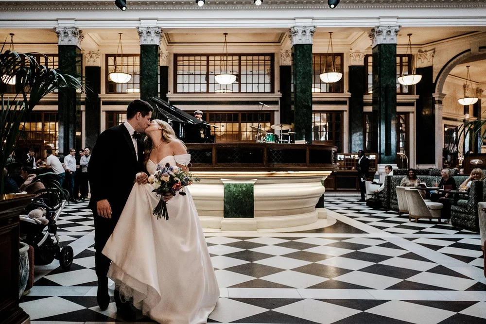 Jen and Rich photographed on the streets of the City of London outside The Ned - 2