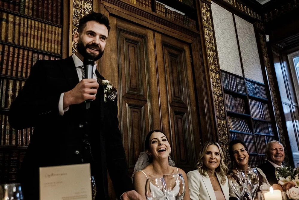 A speech given from the library at the Clevedon Hall wedding