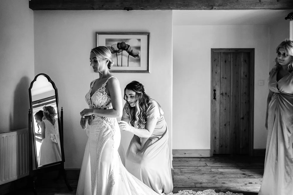 Becca and Scott getting ready for their Upton Barn wedding in Devon - 4
