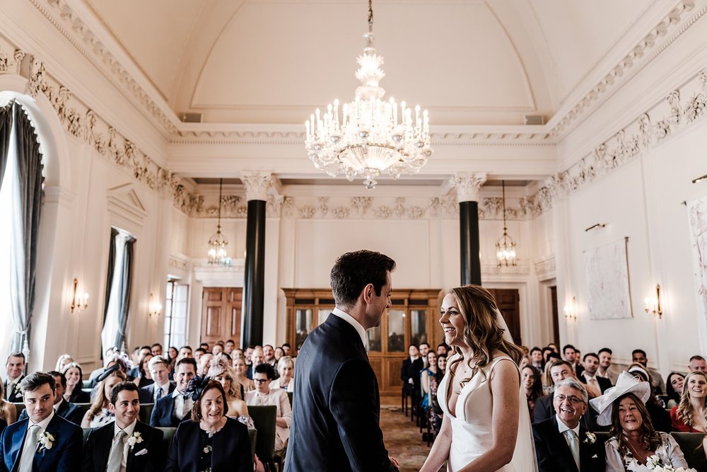 Jess and Tom&rsquo;s wedding ceremony in the Saloon at The Ned Hotel, London - 2