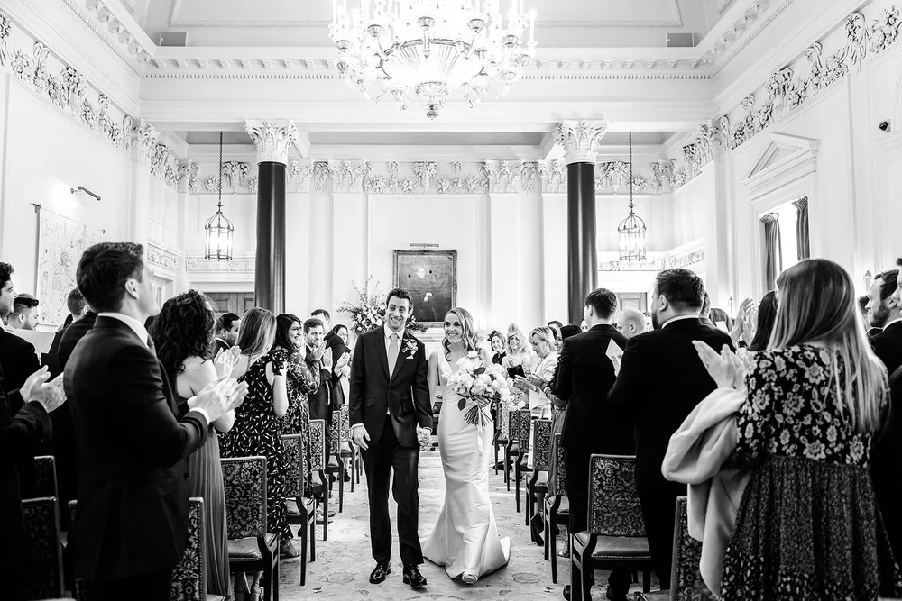Jess and Tom&rsquo;s wedding ceremony in the Saloon at The Ned Hotel, London - 5