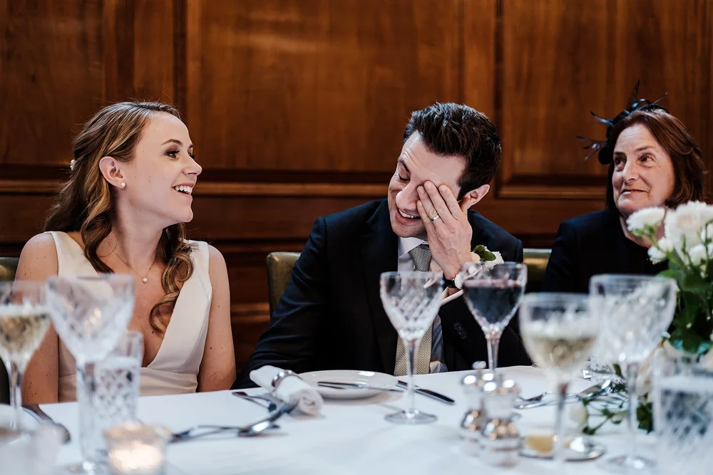 The wedding breakfast and speeches in the Tapestry Room at The Ned - 2