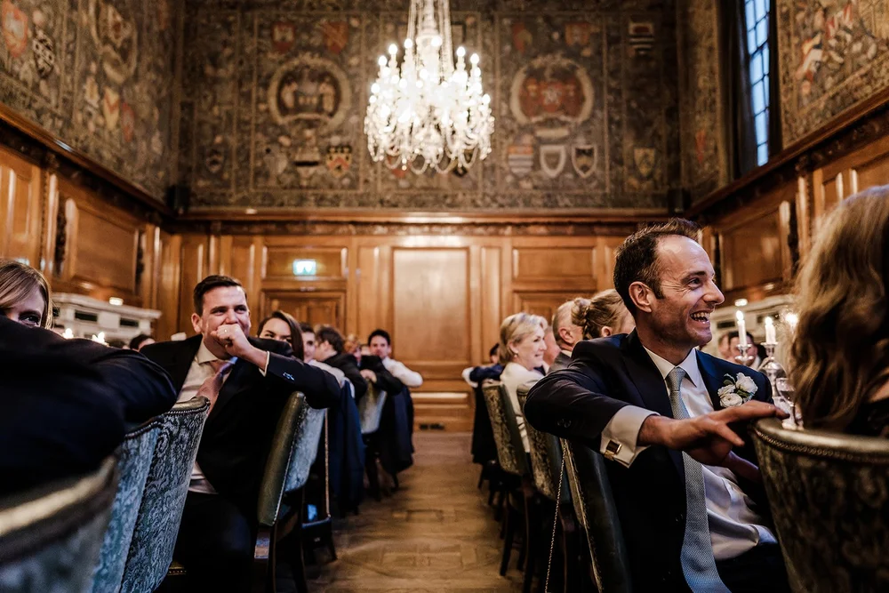 The wedding breakfast and speeches in the Tapestry Room at The Ned - 3