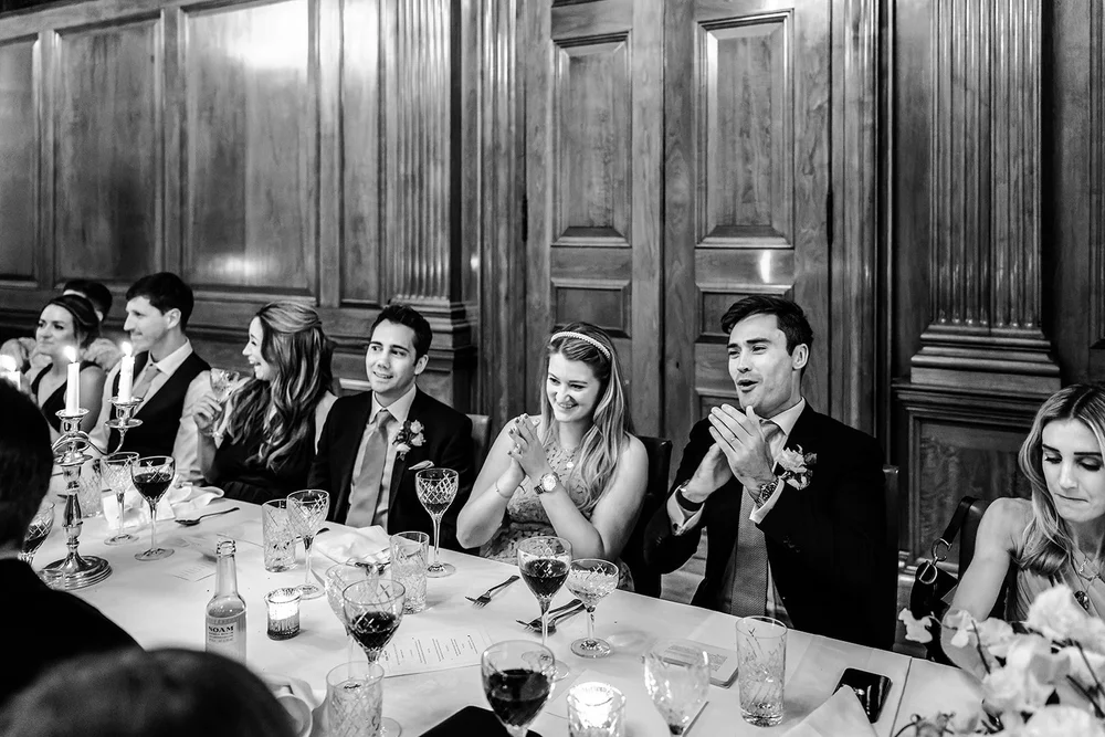 The wedding breakfast and speeches in the Tapestry Room at The Ned - 5