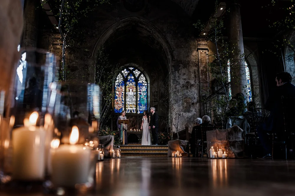 Alice and Kyle&rsquo;s ceremony in the main hall at The Mount Without, Bristol - 1
