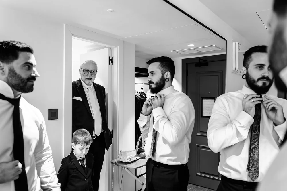 Nick and Liz getting ready before their London wedding - 2