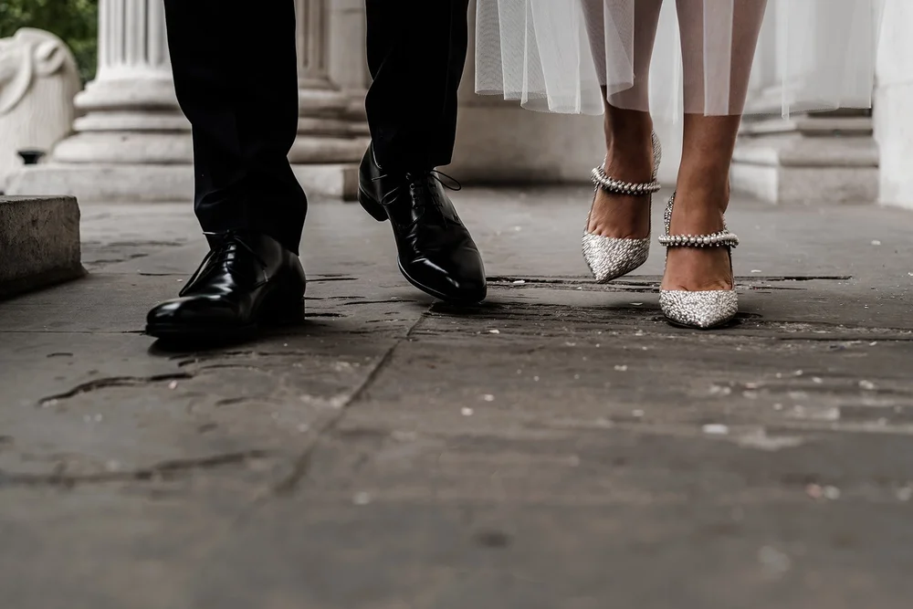 Confetti on the steps of Old Marylebone Town Hall and the bus across London - 4