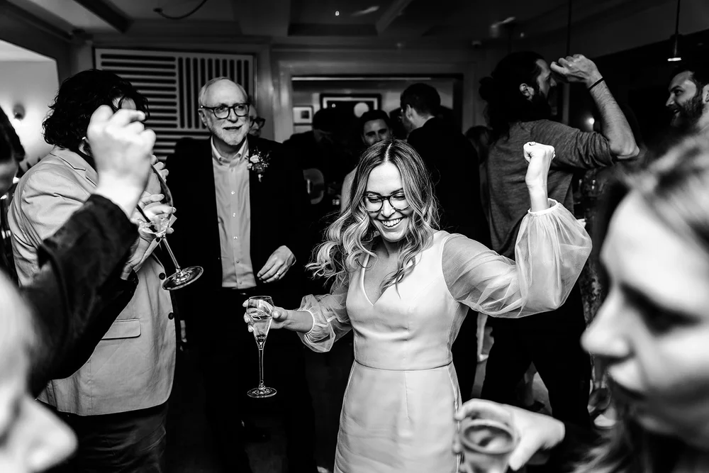 Dancing at The Italian Greyhound after a Marylebone Town Hall wedding - 8