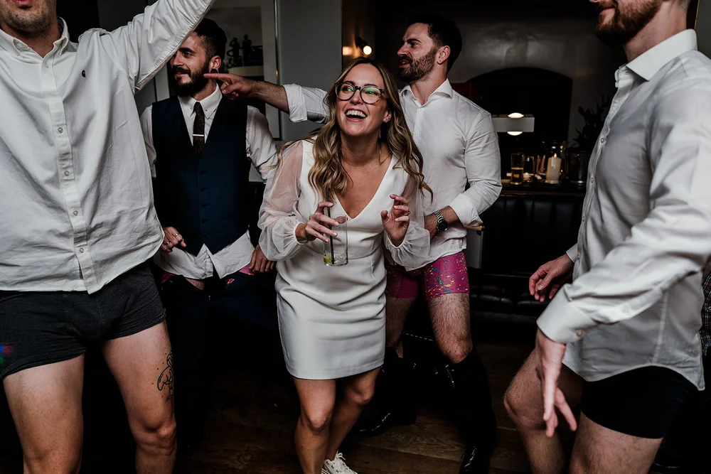 Dancing at The Italian Greyhound after a Marylebone Town Hall wedding - 12