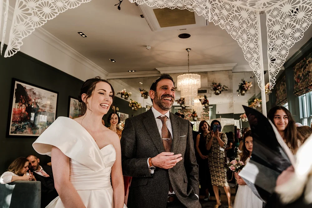 Michelle and Robin&rsquo;s Jewish wedding ceremony under the chuppah at The Phene, Chelsea - 2