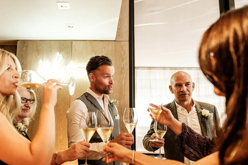 Getting ready together at The Londoner hotel before a Marylebone Town Hall wedding - 8