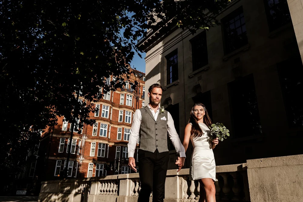 Wedding portraits in the cobbled streets and mews around Marylebone Town Hall - 1