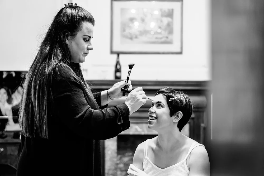Jay getting ready before her wedding at The Ned Hotel, City of London - 1