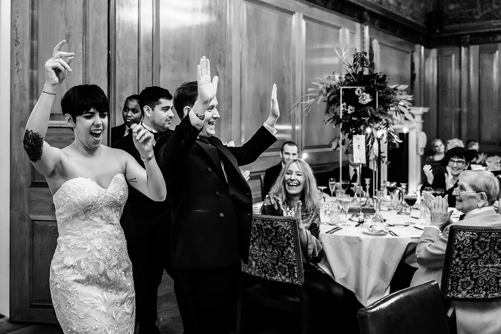 The wedding breakfast and speeches in the Tapestry Room at The Ned - 6