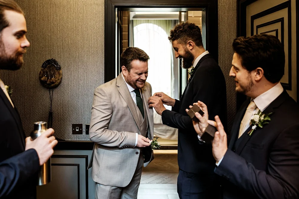 Roisin and Niall getting ready before their Screen on the Green wedding in Islington - 2