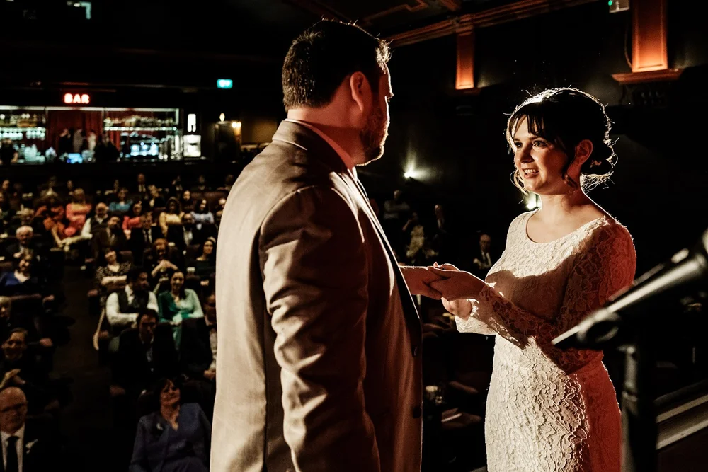 Roisin and Niall&rsquo;s wedding ceremony inside the Screen on the Green cinema, Islington - 6
