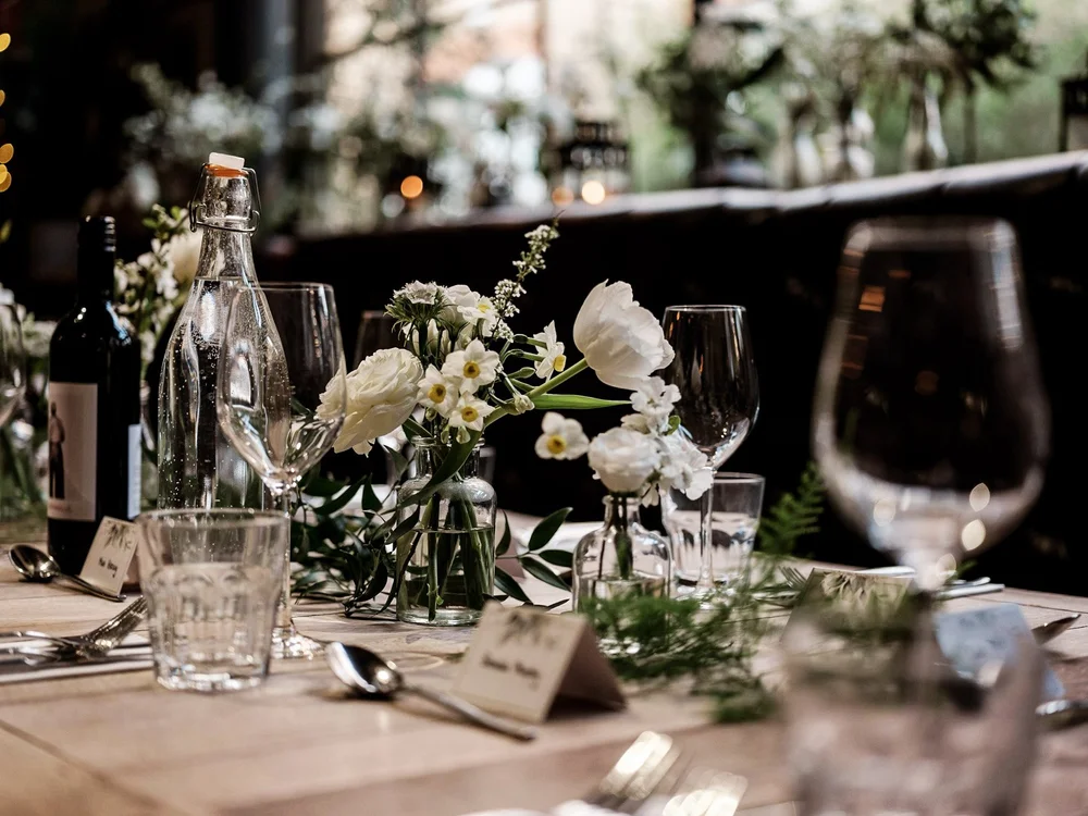 Wedding breakfast and speeches at The Depot N7, a converted warehouse in north London - 1