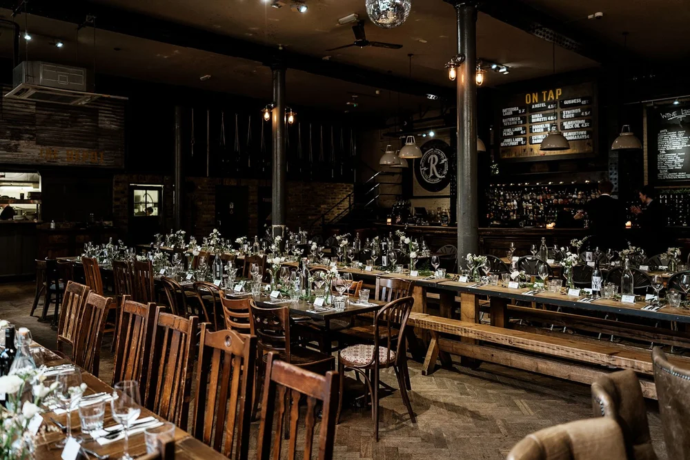Wedding breakfast and speeches at The Depot N7, a converted warehouse in north London - 2