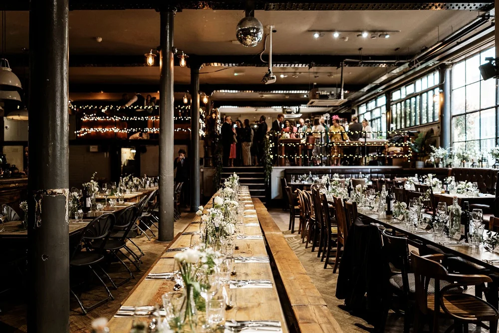 Wedding breakfast and speeches at The Depot N7, a converted warehouse in north London - 3