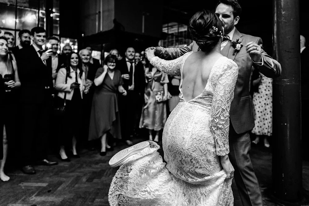 Dancing at Roisin and Niall&rsquo;s wedding reception at The Depot N7 in north London - 3