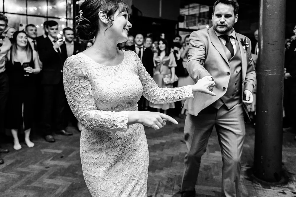 Dancing at Roisin and Niall&rsquo;s wedding reception at The Depot N7 in north London - 4