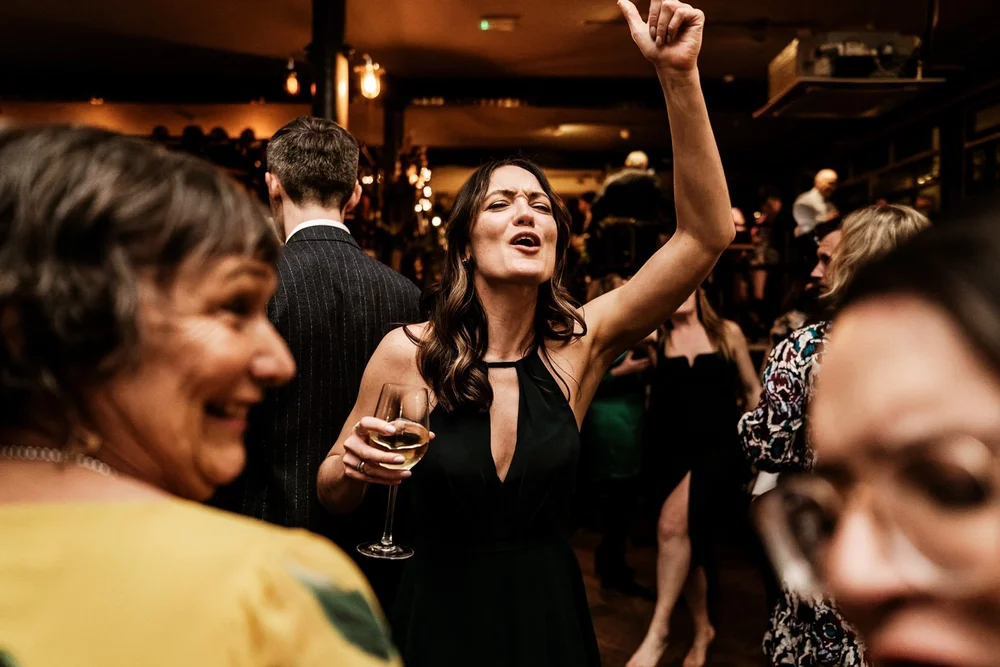 Dancing at Roisin and Niall&rsquo;s wedding reception at The Depot N7 in north London - 11