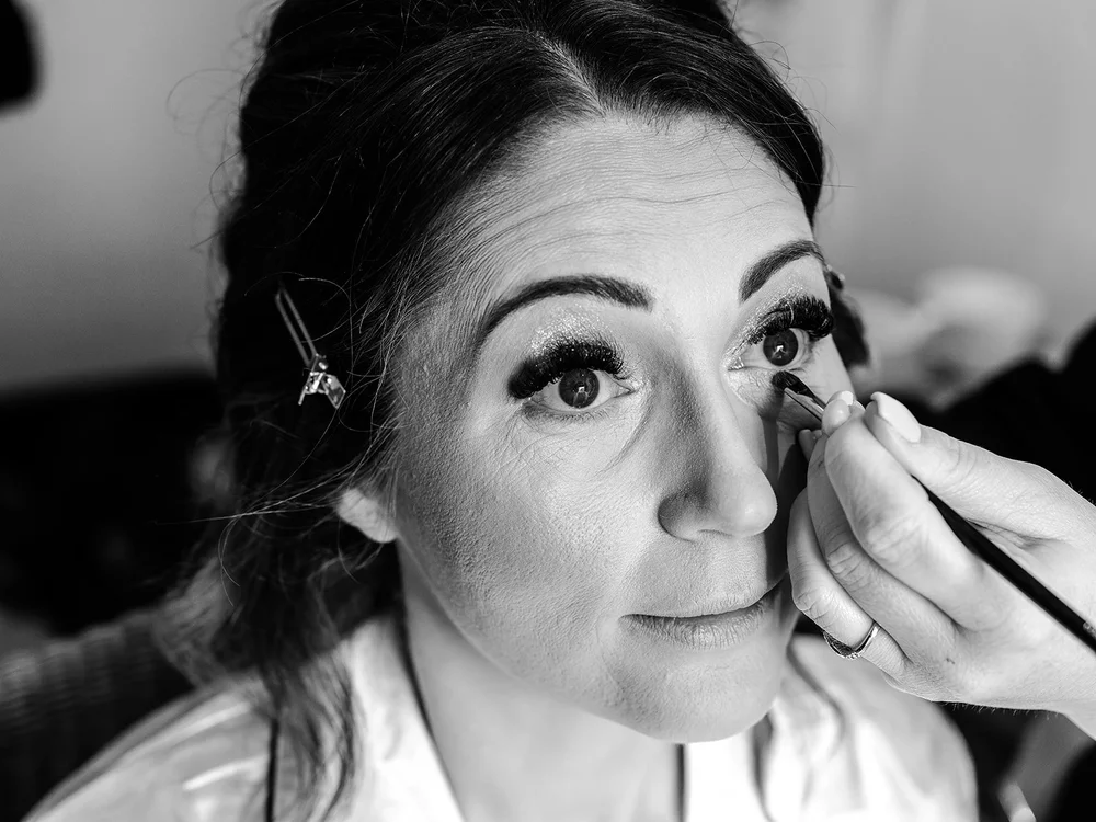 Jade having her eye make-up finished before the ceremony