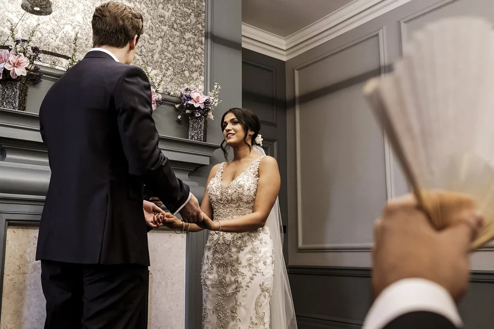 Ceremony moment at Marylebone Town Hall