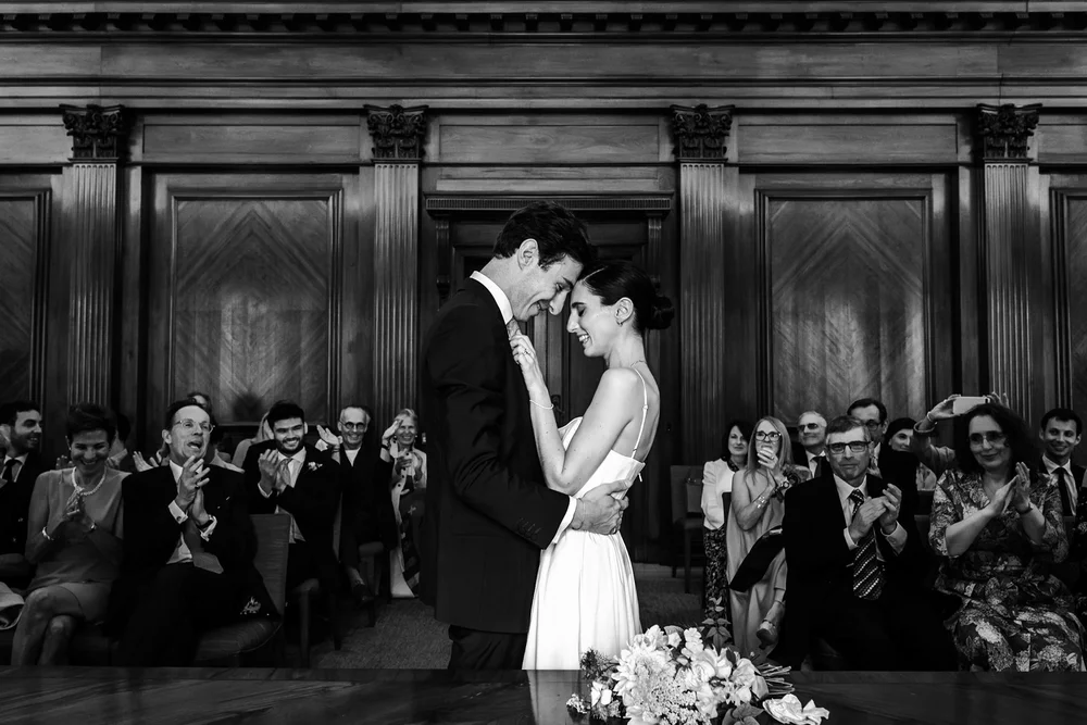 Confetti on the steps of Old Marylebone Town Hall, documentary wedding photography by Oliver Holder - 9
